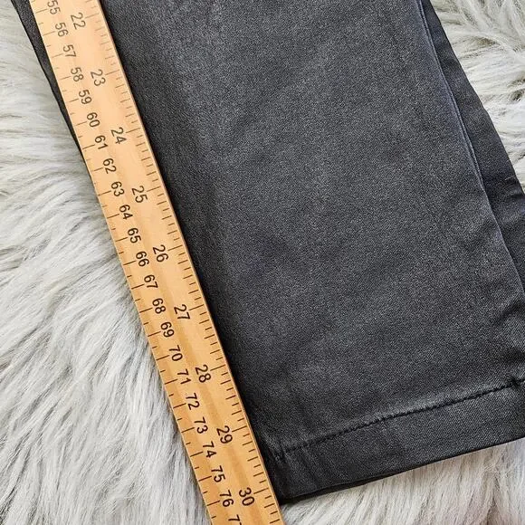 New SPYM Black Vegan Leather Coated Skinny Pant Size 42 10 12 Grunge Rocker Moto - Picture 8 of 10
